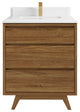 Madison Teak 30 Single Sink Bath Vanity in Dark Natural 1.5" White Quartz