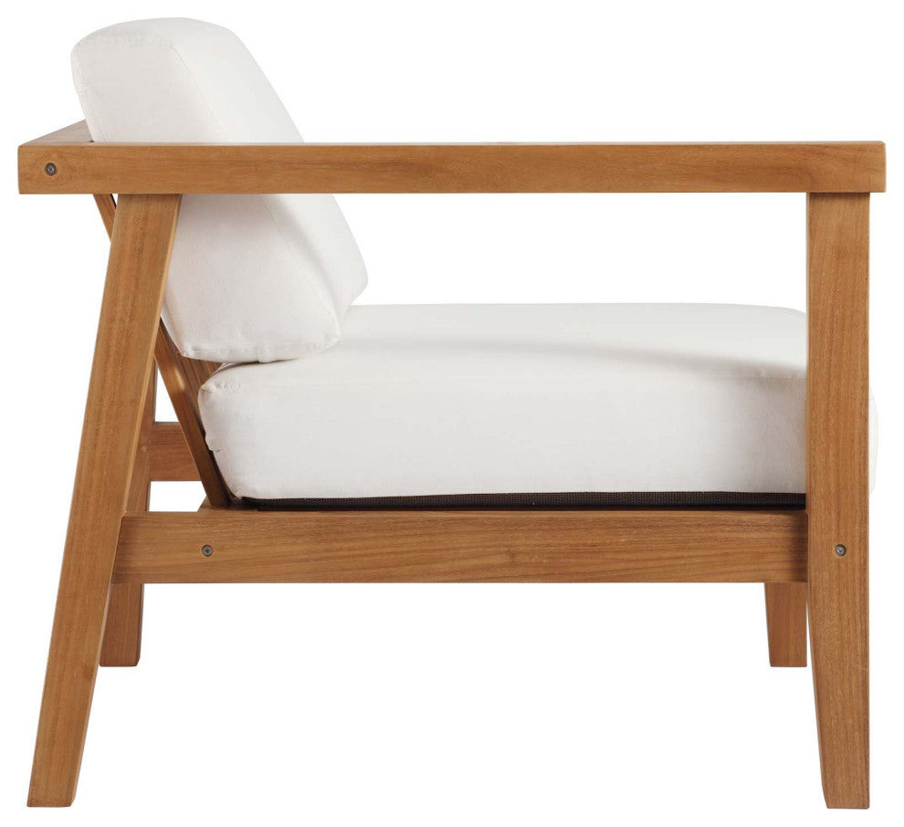 Sofa Corner Chair, Wood, Brown Natural White, Modern, Outdoor Patio Cafe Bistro