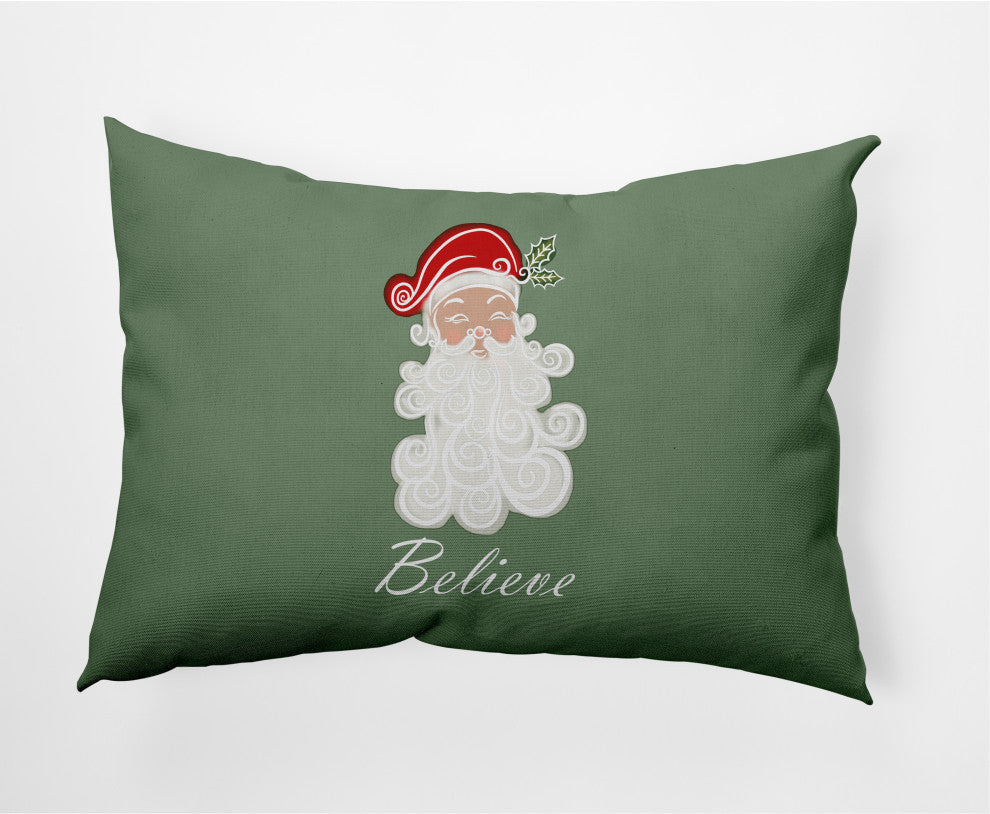 Believe in Santa Decorative Throw Pillow, Sage Green, 14"x20"