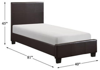Lexicon Lorenzi Contemporary Wood and Faux Leather Twin Bed in Dark Brown