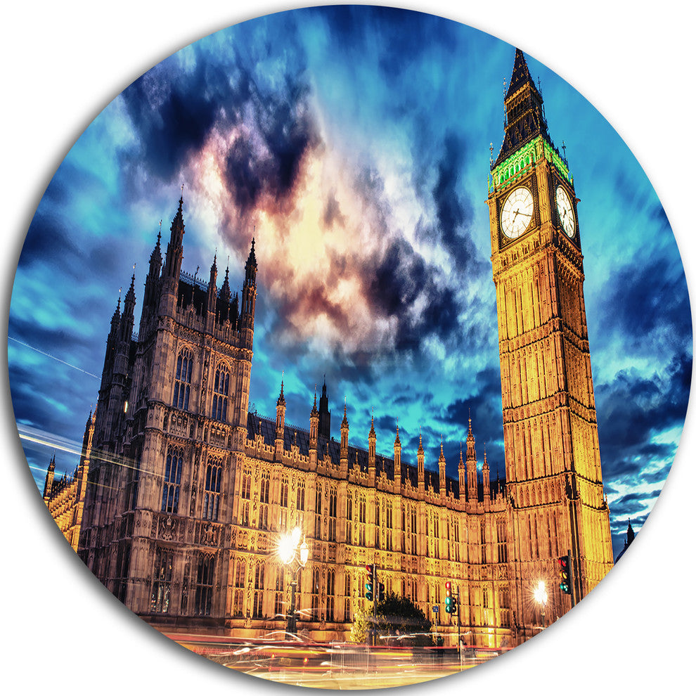 Big Ben And House Of Parliament, Cityscape Photo Round Wall Art, 23"