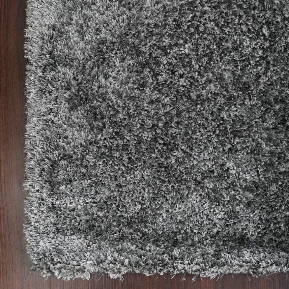 HAND TUFTED SHAG POLYESTER ECO-FRIENDLY AREA RUGS, Silver Color, Solid Design