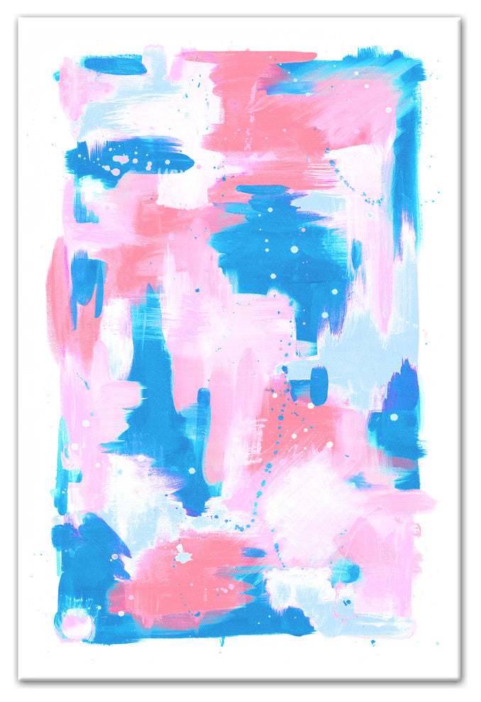 Pink and Blue Abstract Pastel Splash 20x30 Canvas Wall Art