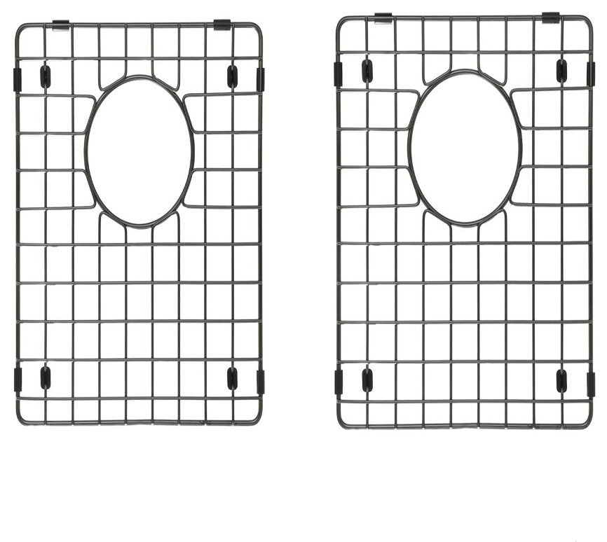 50/50 Double Bowl Sink Bottom Matte Stainless Steel 2 Grids, Matte Black, 17x14