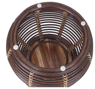 Quito Rattan Side/ End Table  w/ Wood Top, Paloma Brown