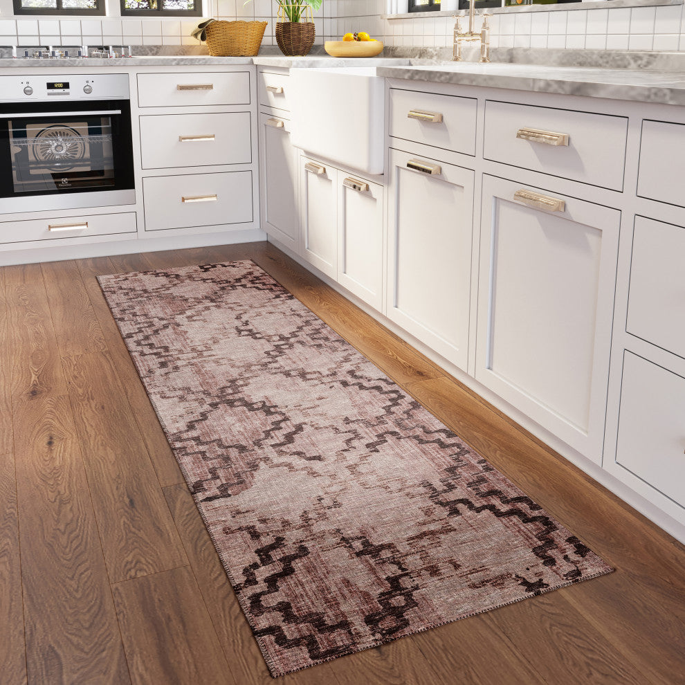 Indoor/Outdoor Sedona SN15 Walnut Machine Washable 2'3" x 7'6" Runner Rug