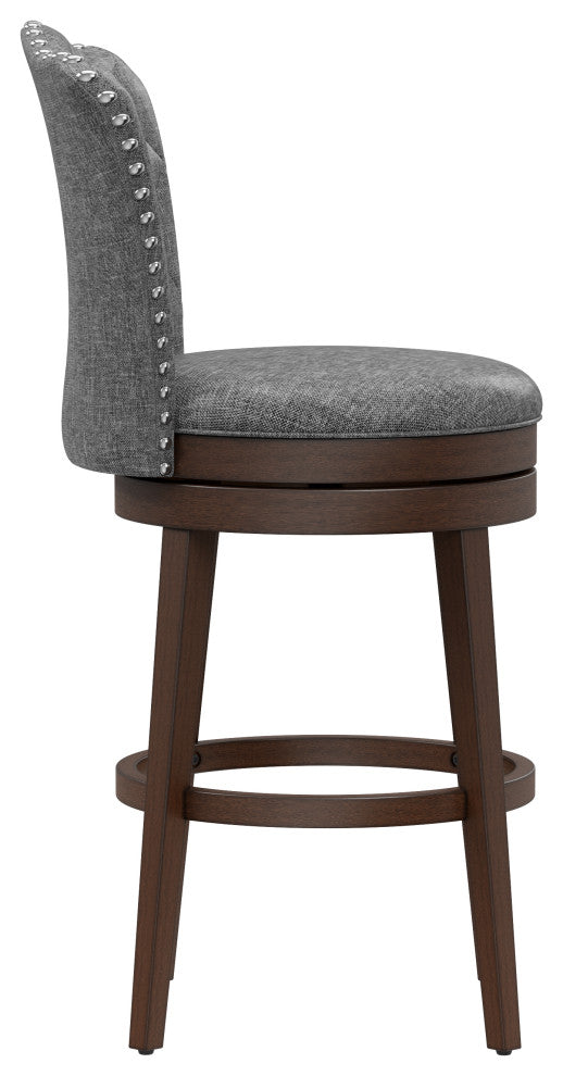 Hillsdale Edenwood Wood Bar Height Swivel Stool with Tufted Back