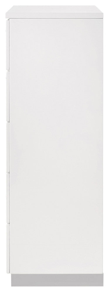 Wood Chest with 5 Drawers, Glossy White