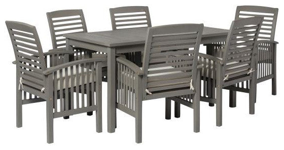 7-Piece Modern Outdoor Patio Dining Set - Grey Wash