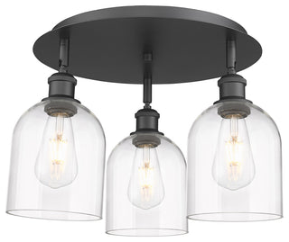 Ballston-Bella 3-Light 18" Flush Mount, Matte Black, Clear