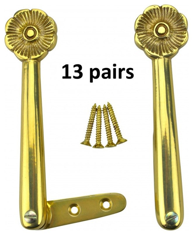 Stair Carpet Runner Holder Clips Floral Design Solid Cast Brass 5" Pair of 13