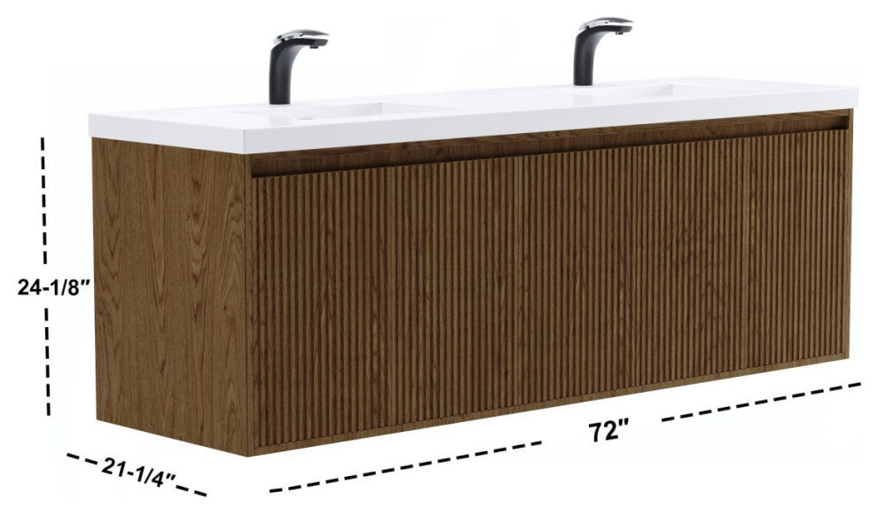 Flutie 72" Bathroom Vanity Set, Walnut