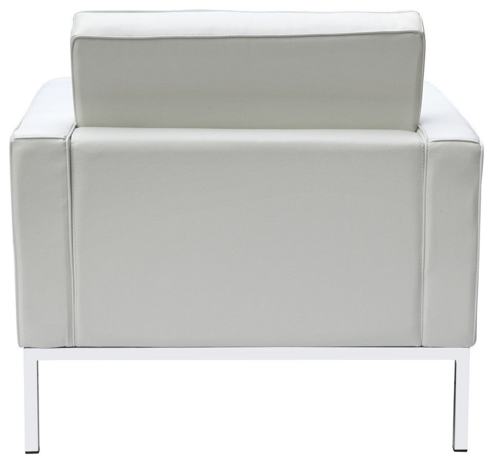 Modern Classics Button Arm Chair in Leather, White