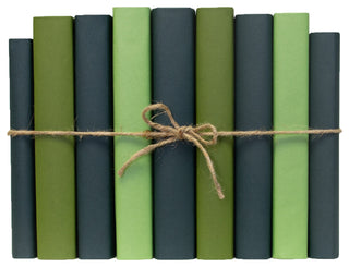 Decorative Books - Boxwood Paper Wrapped Book Bundle - 1 foot of Green Books