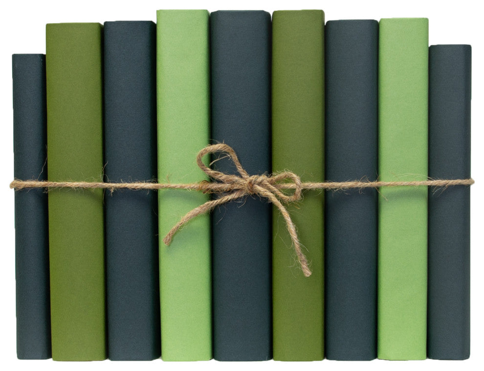 Decorative Books - Boxwood Paper Wrapped Book Bundle - 1 foot of Green Books