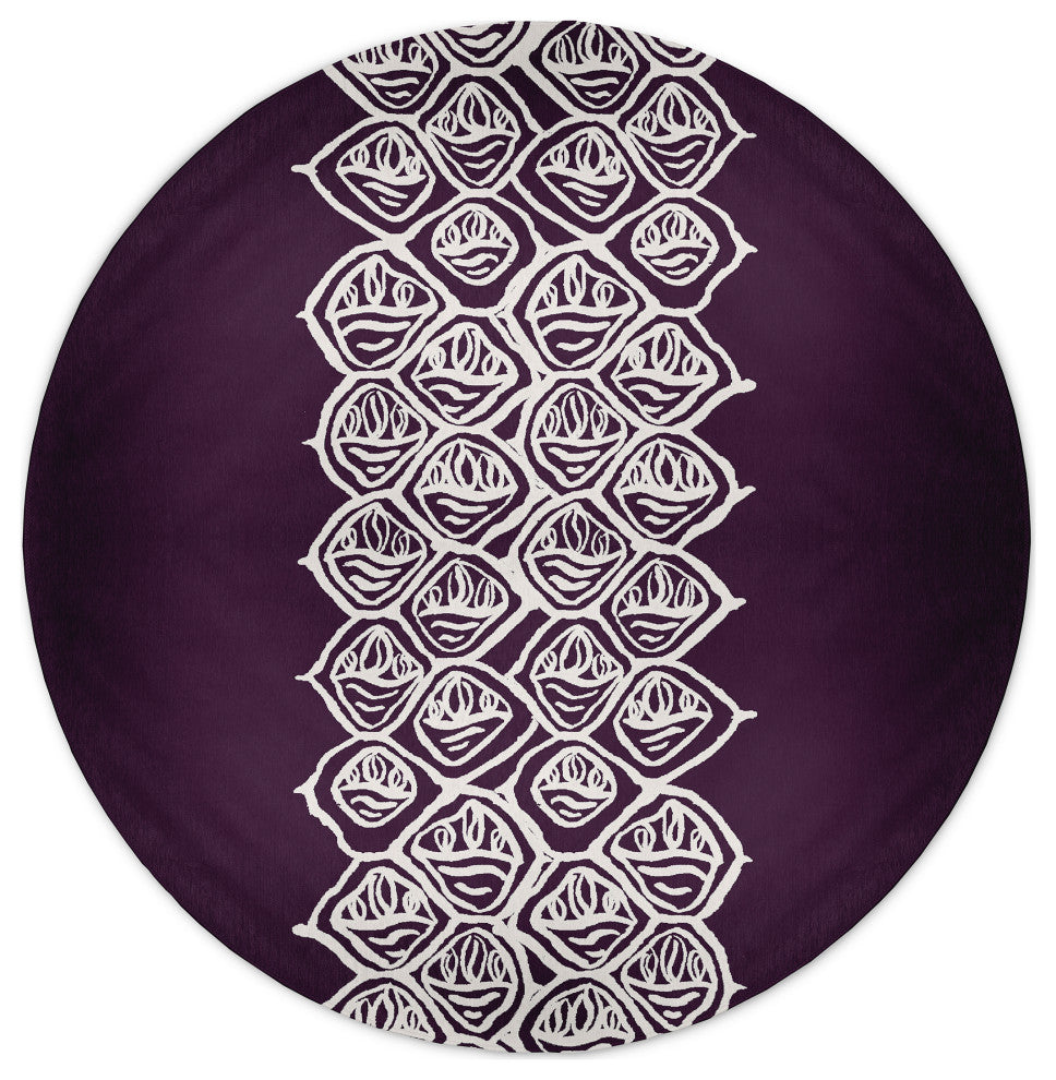 Cowry Stack Rug, Purple, 5' Round