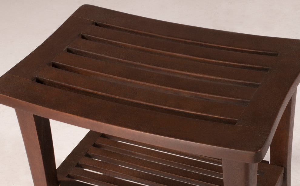 Hillsdale Furniture Preston Walnut Acacia Wood Shower Stool