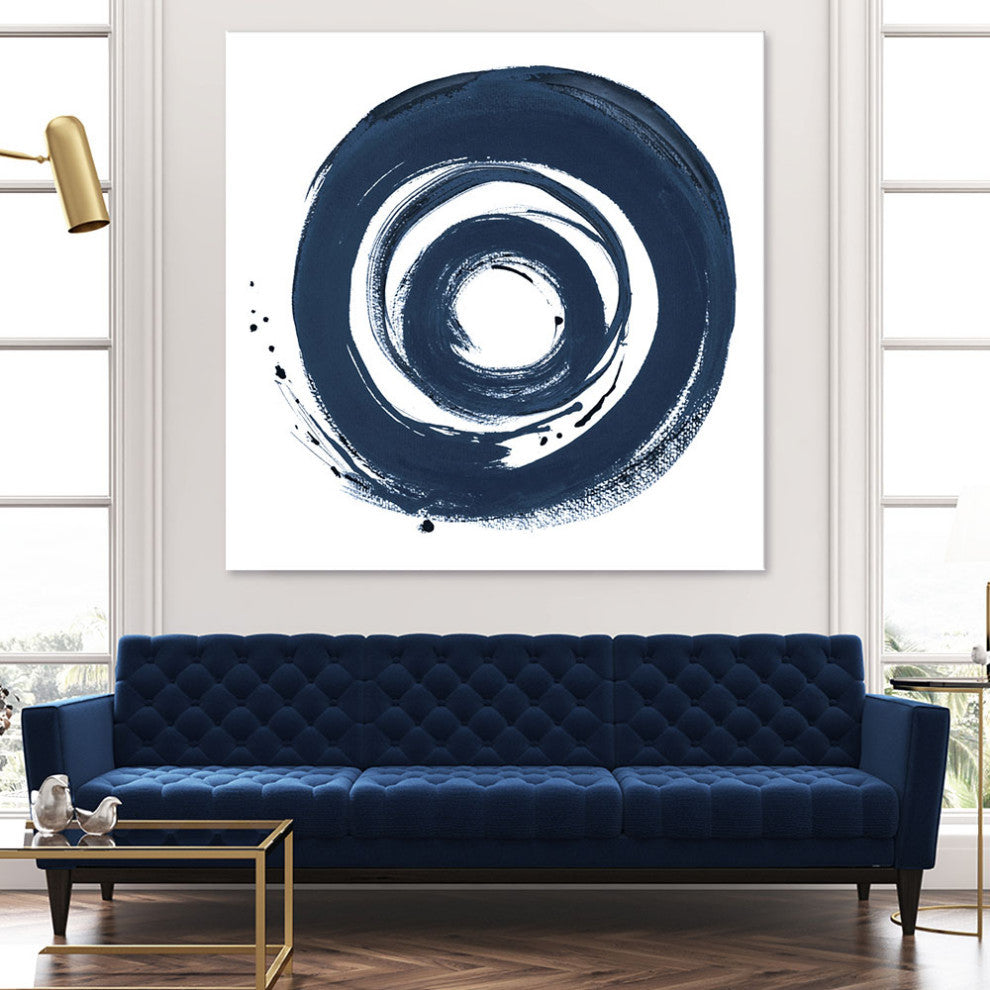 African Navy Circle Abstract - 84 x 84 by Patricia Pinto