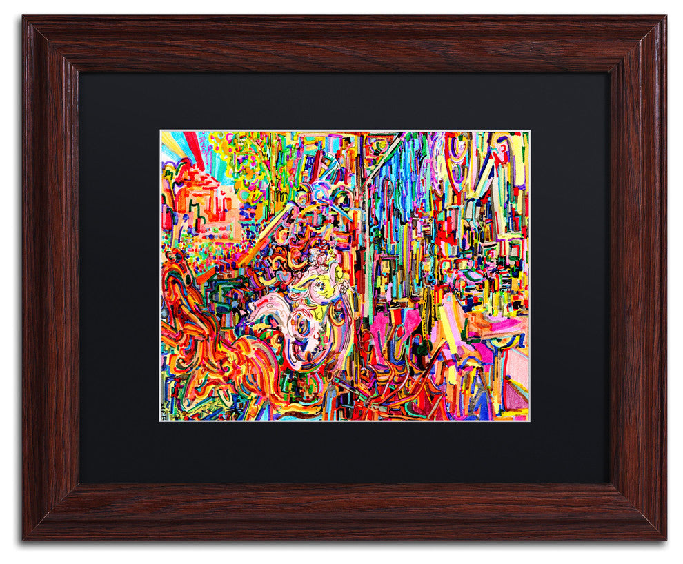 Josh Byer 'Awe Rides A Burning Steed' Art, Wood Frame, Black Mat, 14x11