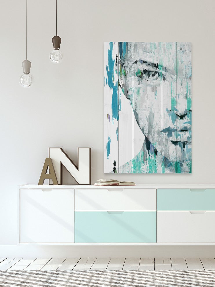 "Half Face Portrait" Painting Print on White Wood, 40"x60"
