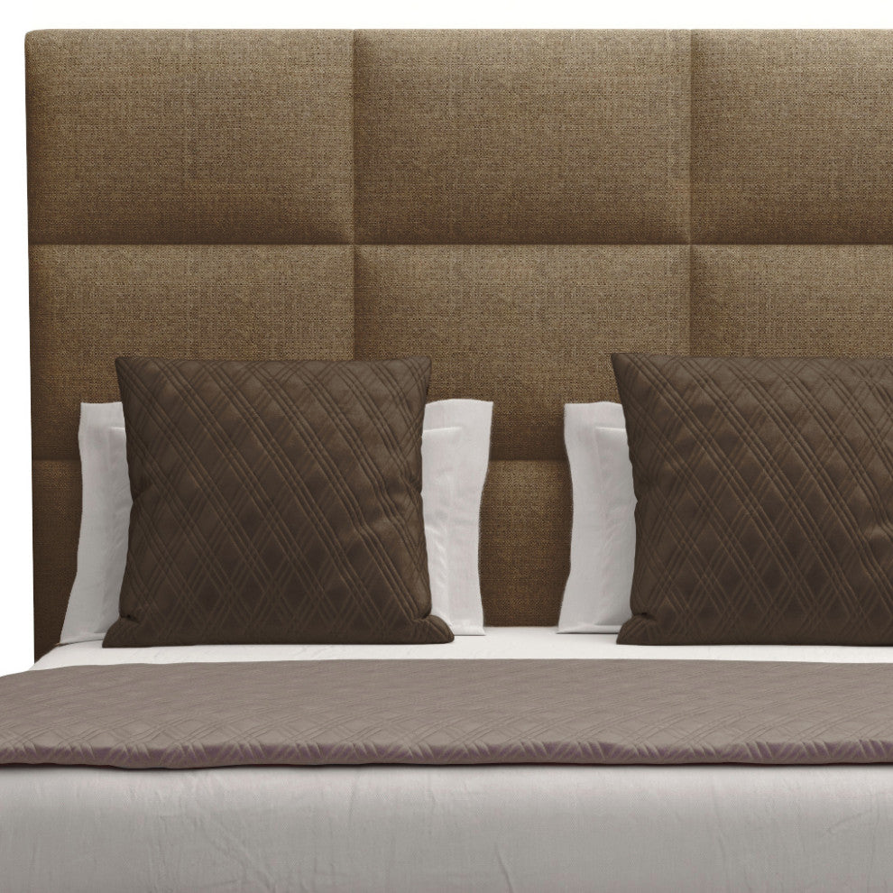 Nativa Interiors Moyra Square Tufted Bed, Brown, King, Headboard: Medium