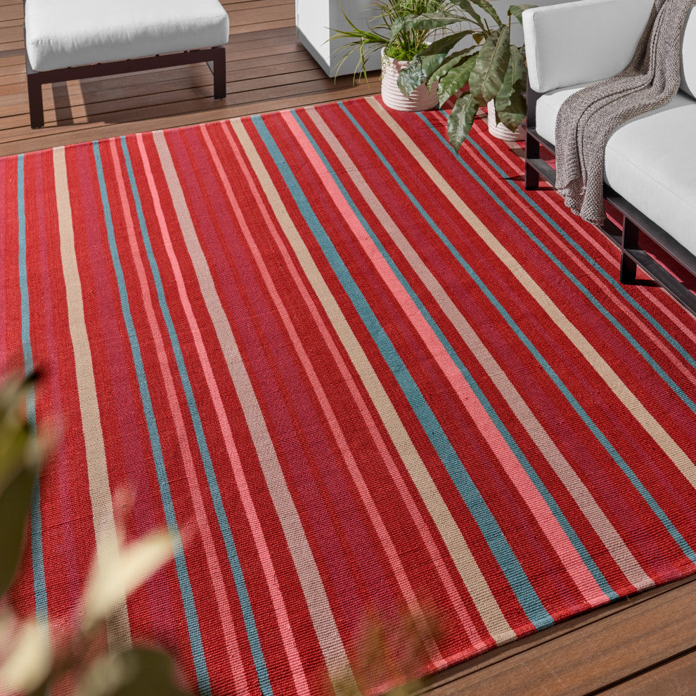 Vibe by Jaipur Living Viviana Handmade Striped Red/Blue Area Rug 4'X6'