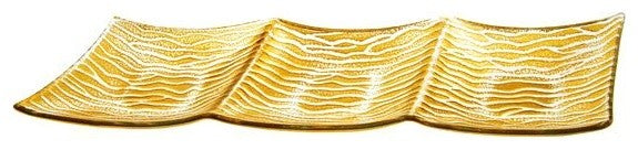 Triple Section 16" Gold Plated Crystal Serving Tray