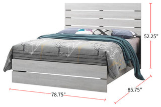 Eastern King Bed With Slat Headboard Design, Coastal White