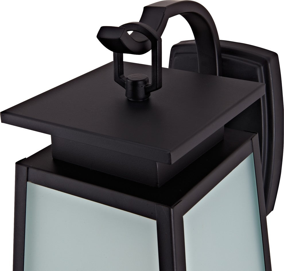 Citadel 1-Light Transitional Outdoor Wall Sconce with Frosted Glass, Black