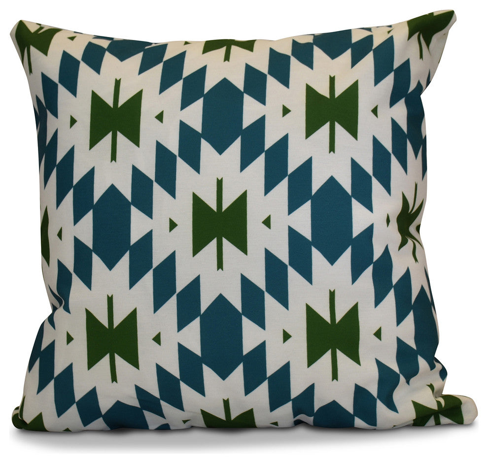 Patna Geometric Print Pillow, Teal, 16"x16"