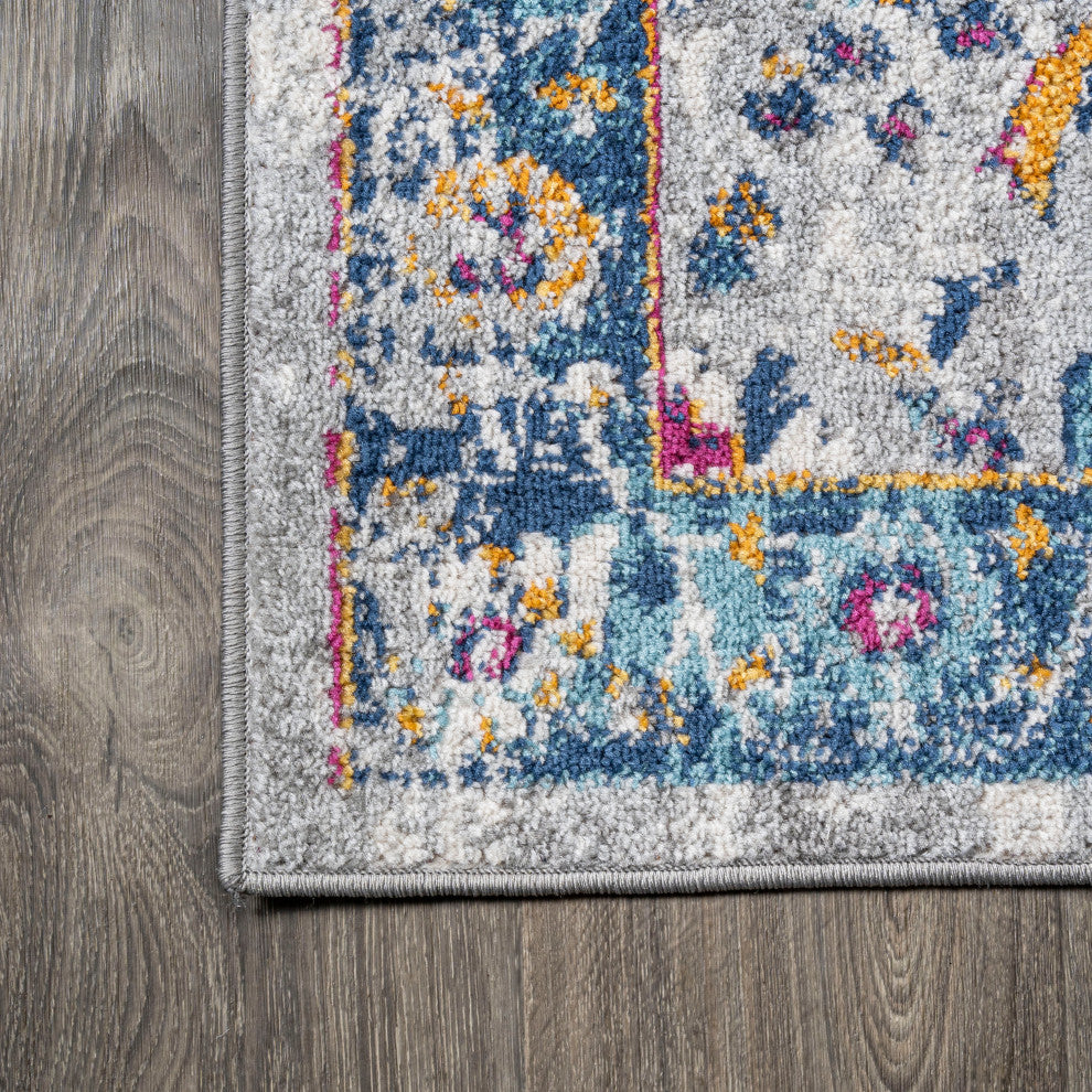 Izil Modern Persian Light Gray/Blue 3'x5' Area Rug