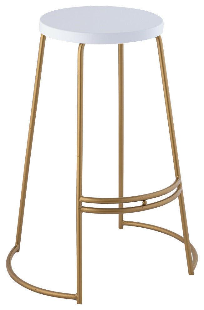 Hula Modern Designer Iron Curved Backless Bar Stool, White