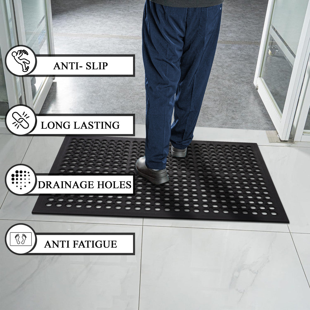 A1HC New Anti Fatigue Versatile Rubber Floor Mat With Drain Holes, 24"x36"