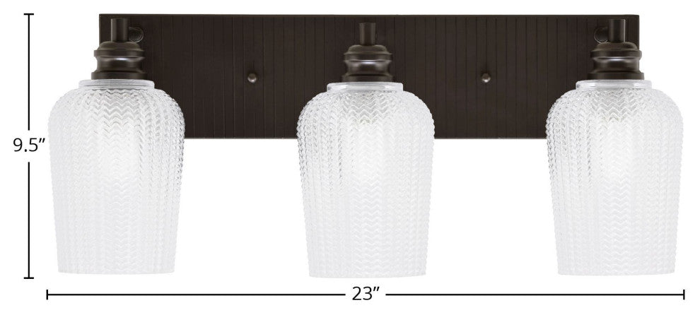 Edge 3-Light Bath Bar, Espresso Finish, 5" Clear Textured Glass