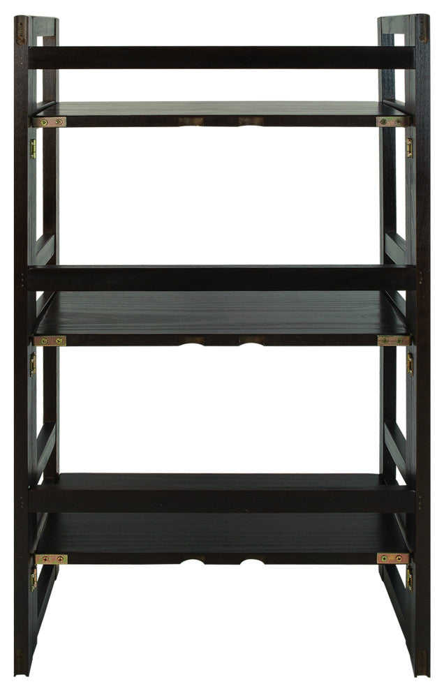 3 Shelf Folding Bookcase, Espresso, Small, 3 Shelf