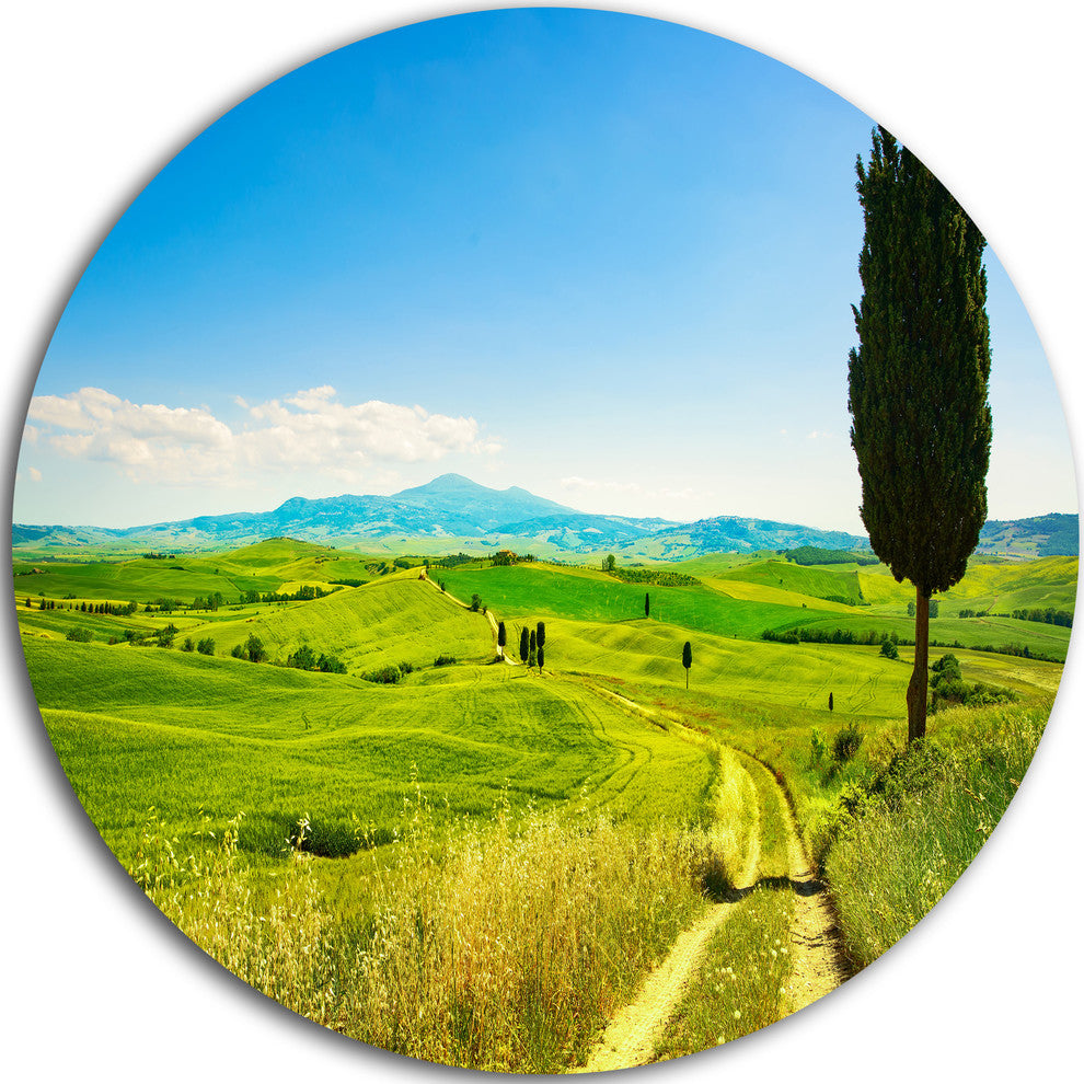 Rural Landscape Countryside Farm, Landscape Round Wall Art, 36"
