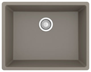 Karran QU-820 Undermount 24.38, Single Bowl Quartz Sink Kit, Concrete