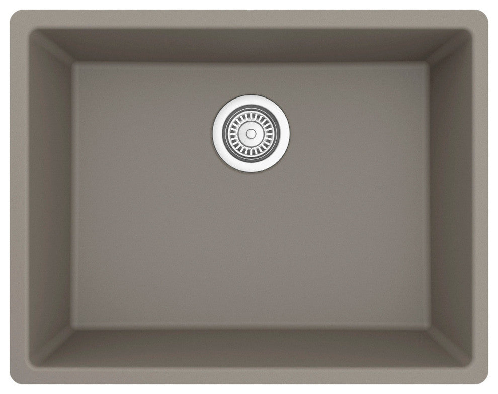 Karran QU-820 Undermount 24.38, Single Bowl Quartz Sink Kit, Concrete