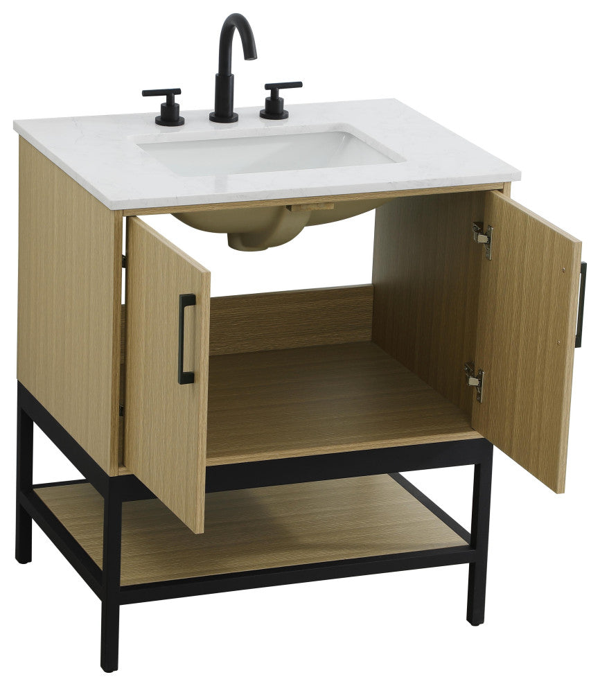 Home Living 30" Single Bathroom Vanity, Honey Brown