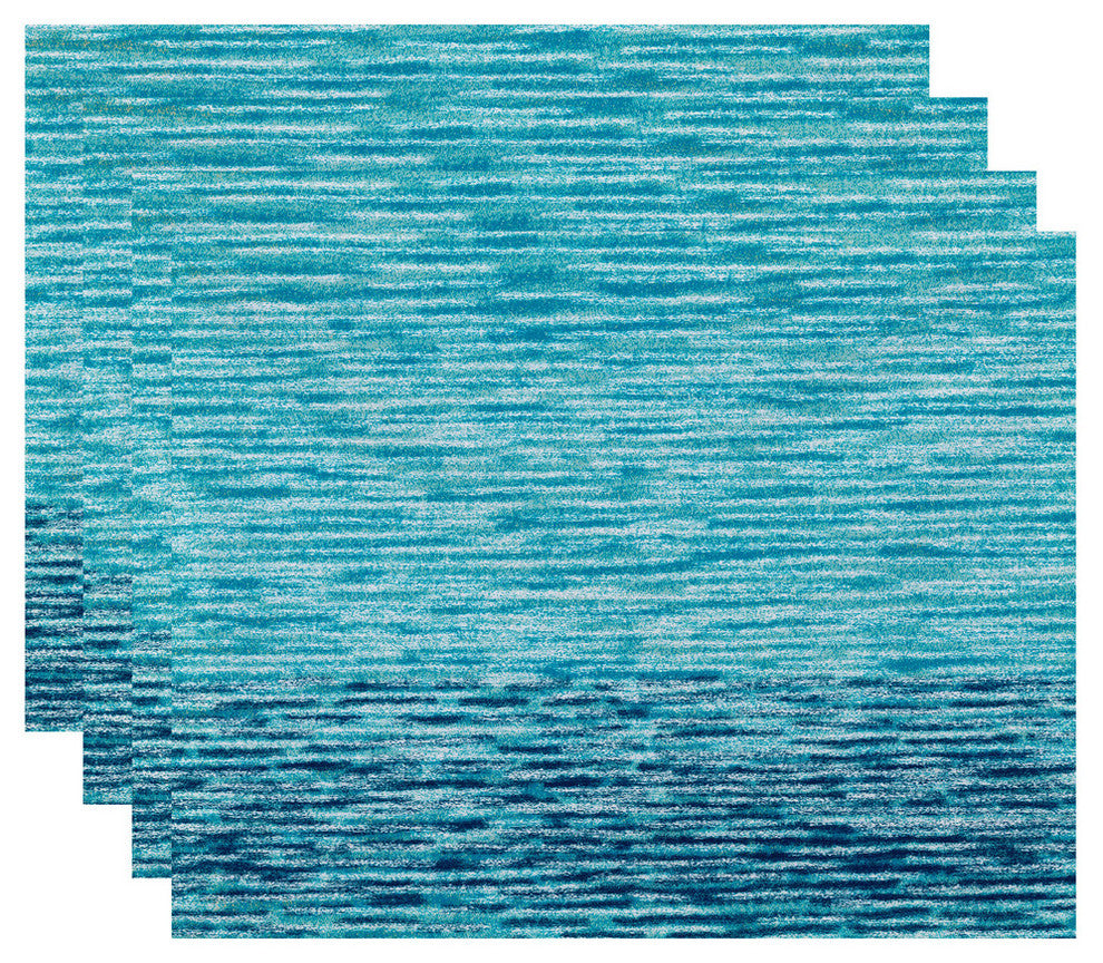 18"x14" Ocean View, Geometric Print Placemat, Teal, Set of 4