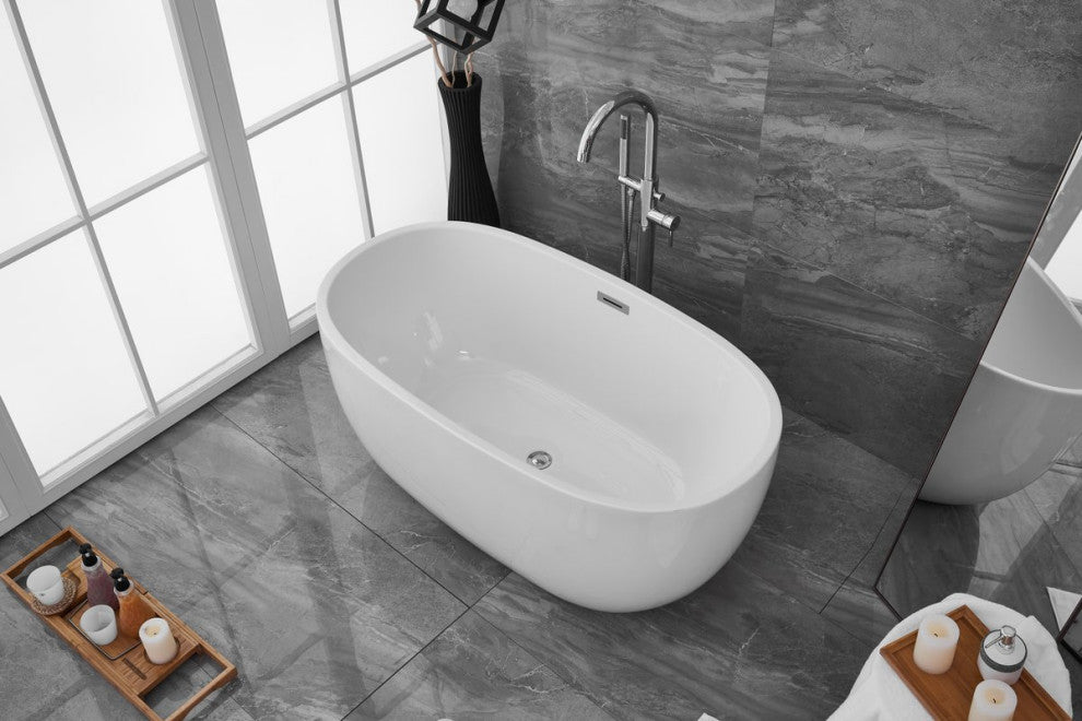 Aaron 54" Soaking Roll Top Bathtub, Glossy White