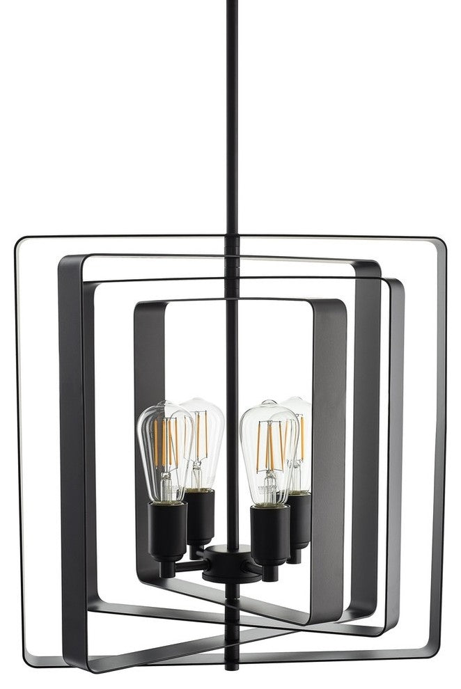 Sabaria 4-Light Industrial Pendant Light With LED Bulbs, Black