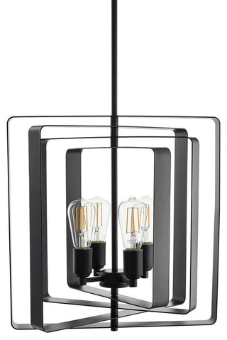 Sabaria 4-Light Industrial Pendant Light With LED Bulbs, Black