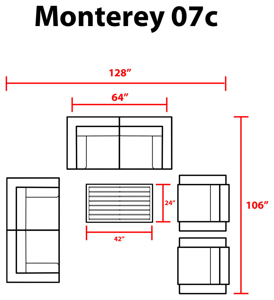 Monterey 7 Piece Outdoor Wicker Patio Furniture Set 07c