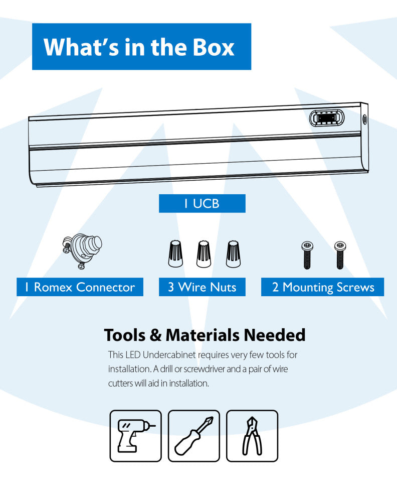 UCB Series Selectable LED Under Cabinet Light, 33", No Switch