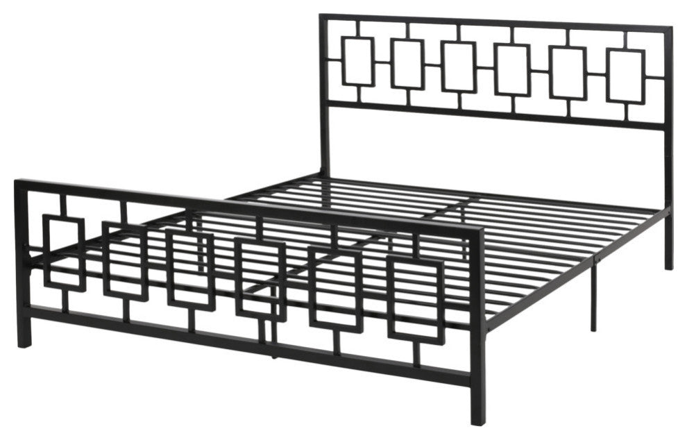 Moore Modern Iron King Bed Frame, Flat Black