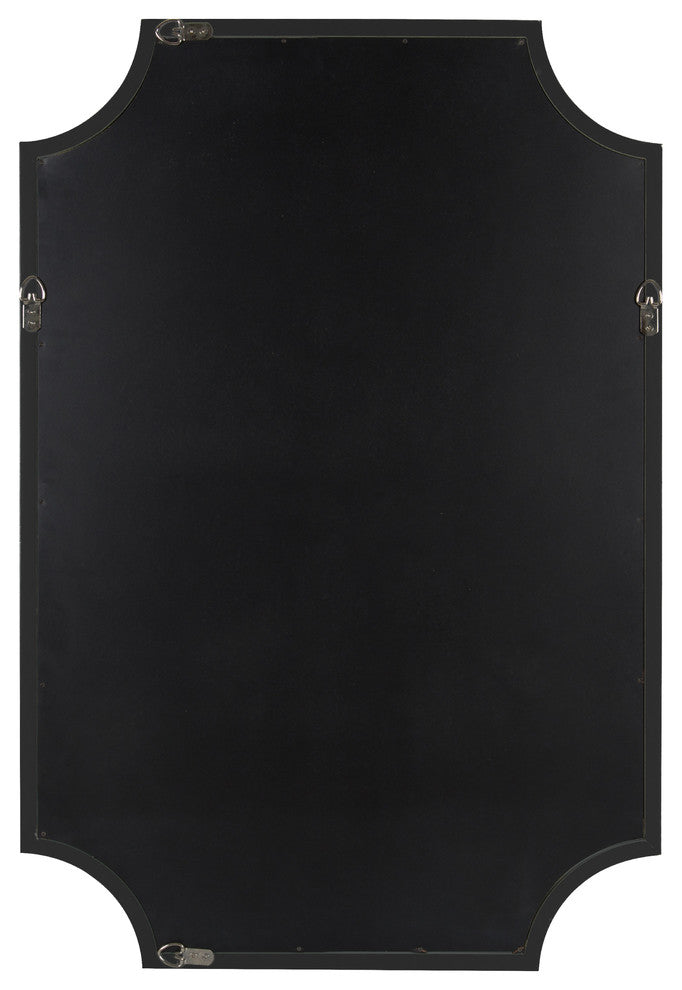 Kate and Laurel, Hogan Wood Framed Mirror With Scallop Corners, 24 x 36", Black