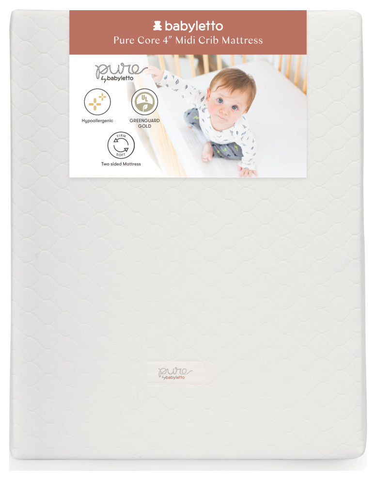 Pure Core Midi Crib Mattress With Hybrid Quilted Waterproof Cover, Lightweight