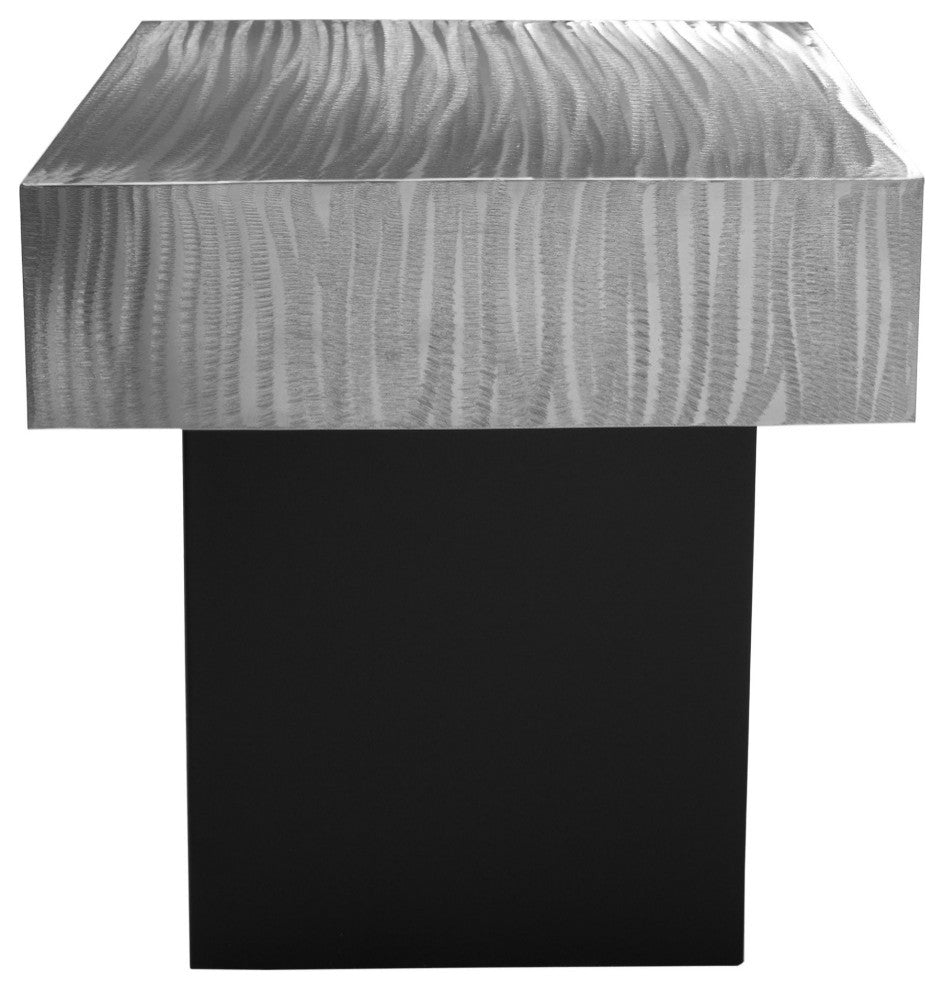 Palladium Textured Metal End Table, Silver