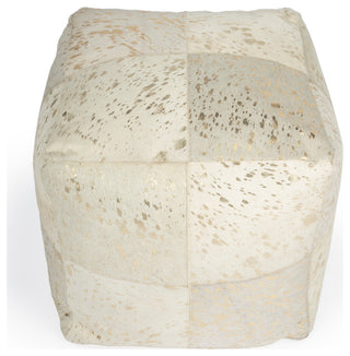 Butler Victorian Hair on Hide With Gold Spots Pouffe